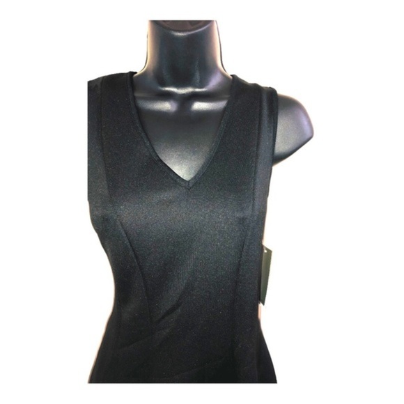 Donna Ricco black fit and flare v-neck embroidery‎ crochet hem cocktail dress - Picture 9 of 16